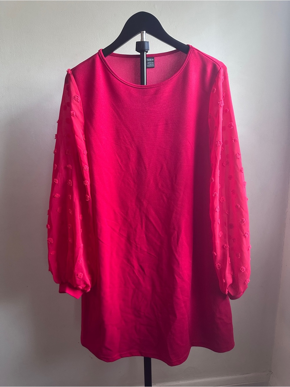 Bright Red Long Sleeve Shift Dress
